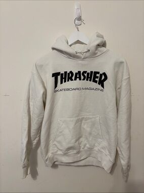 Thrasher Cream Crewneck Hoodie with Black Logo - Men